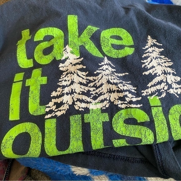 Y2K Columbia Take It Outside Graphic Short Sleeve T-Shirt Slate Navy M - Picture 5 of 6